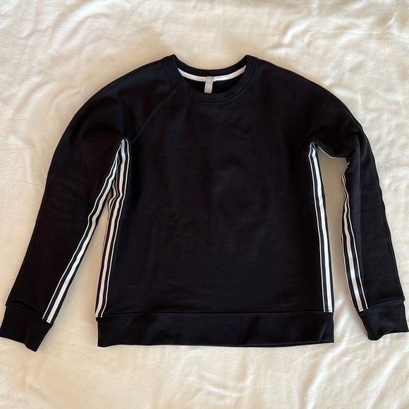 Athleta 24/7 Black With White Stripes Crew Sweatshirt Size Small Tall - Picture 4 of 10